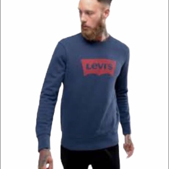 Men’s Levi’s Logo Sweatshirt Size Small Blue‎ & Red - Picture 1 of 11